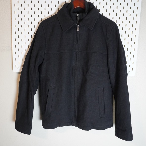 Tommy Hilfiger Other - Tommy Hilfiger Mens Black Wool Blend Harrington Jacket Full Zip Coat Small